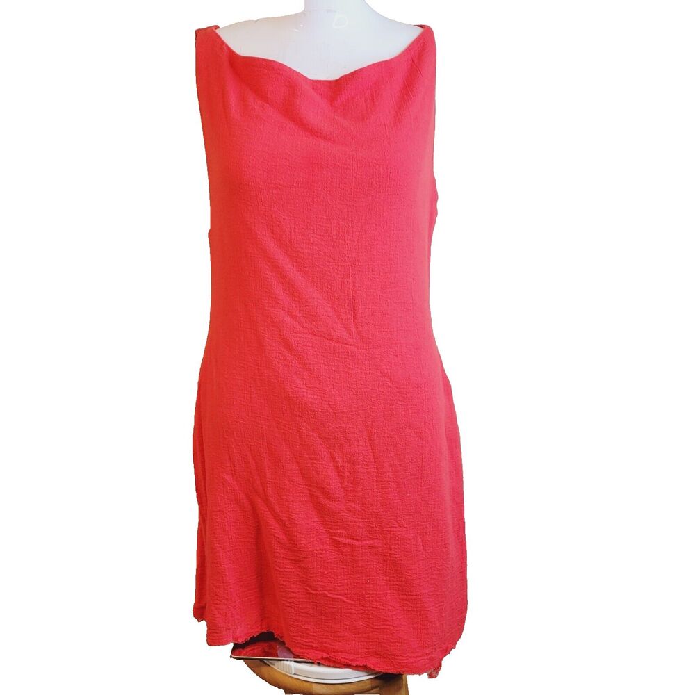 Free People Medium Dress button texture boat neck sleeveless